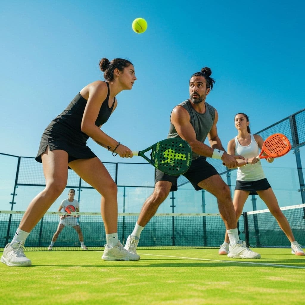 Jugadores de pádel en una pista